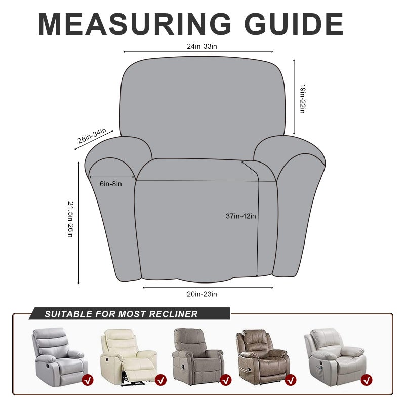 ANARACHON Recliner Chair Covers Leather Look, 4 Pieces Lazy Boy Recliner Covers Non Slip, Soft Slipcovers for Large Recliners, Furniture Protector Washable for Pets (1 Seater, 05 Beige) - Image 3