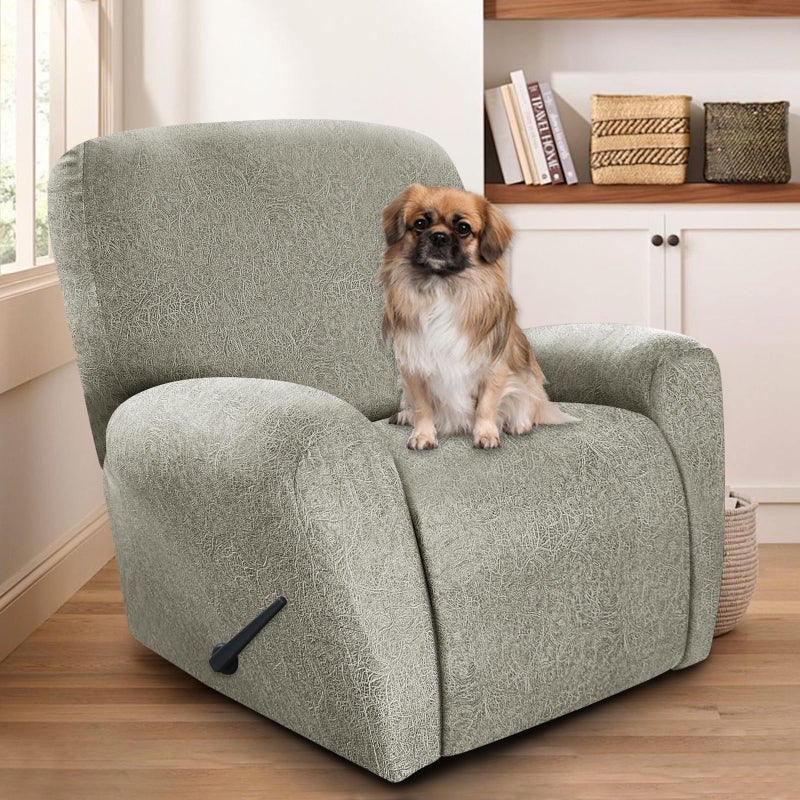 ANARACHON Recliner Chair Covers Leather Look, 4 Pieces Lazy Boy Recliner Covers Non Slip, Soft Slipcovers for Large Recliners, Furniture Protector Washable for Pets (1 Seater, 05 Beige) - Image 2