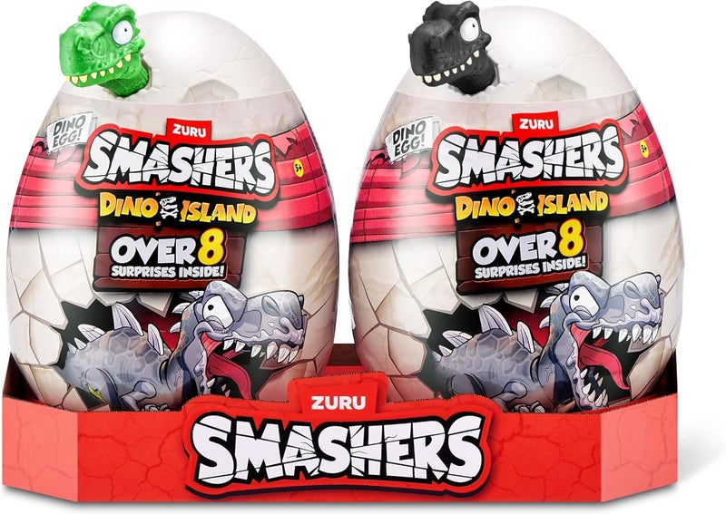 ZURU SMASHERS سماشرز ميني دينو كومبو باك مع 8 مفاجآت بالداخل، يأتي مع جزيرة الدينو وبيضة الجوراسيك المضيئة، أشكال ديناصورات، سلايم، رمل، بيض صغير، ألعاب قابلة للجمع للأطفال لتحطيم وبناء - 74110 - Image 1