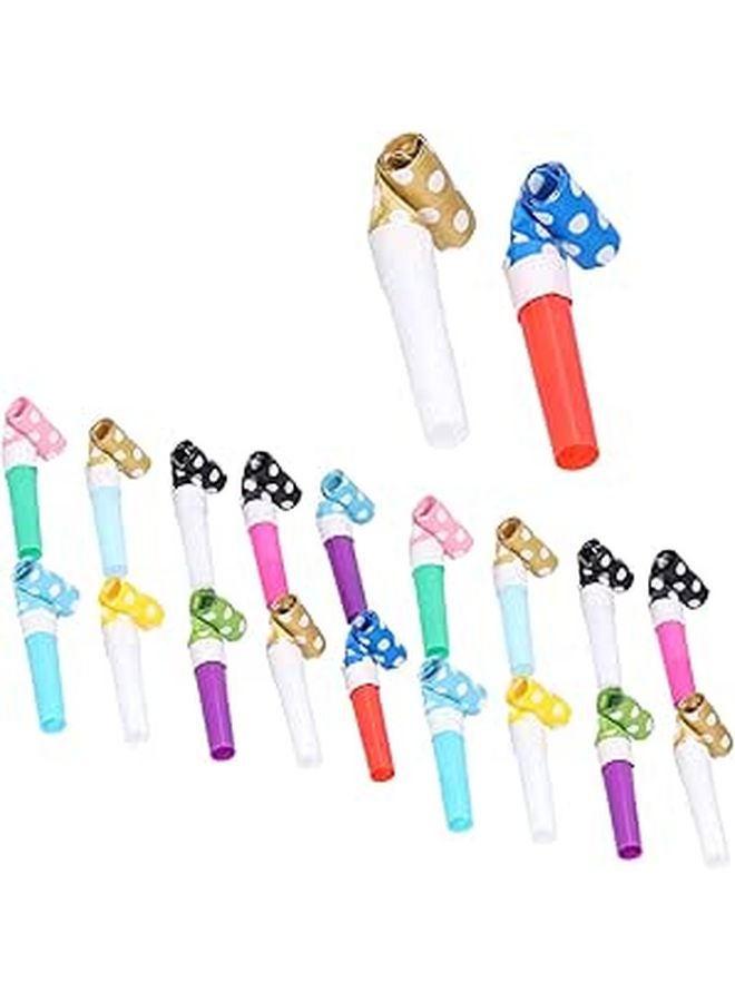 Colorful Paper Plastic Party Blowers Noise Makers For Kids Birthday Celebrations 20 Pack - Image 1