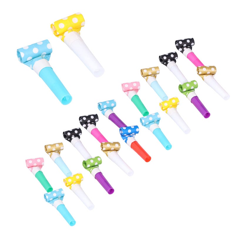 Colorful Paper Plastic Party Blowers Noise Makers For Kids Birthday Celebrations 20 Pack - Image 5