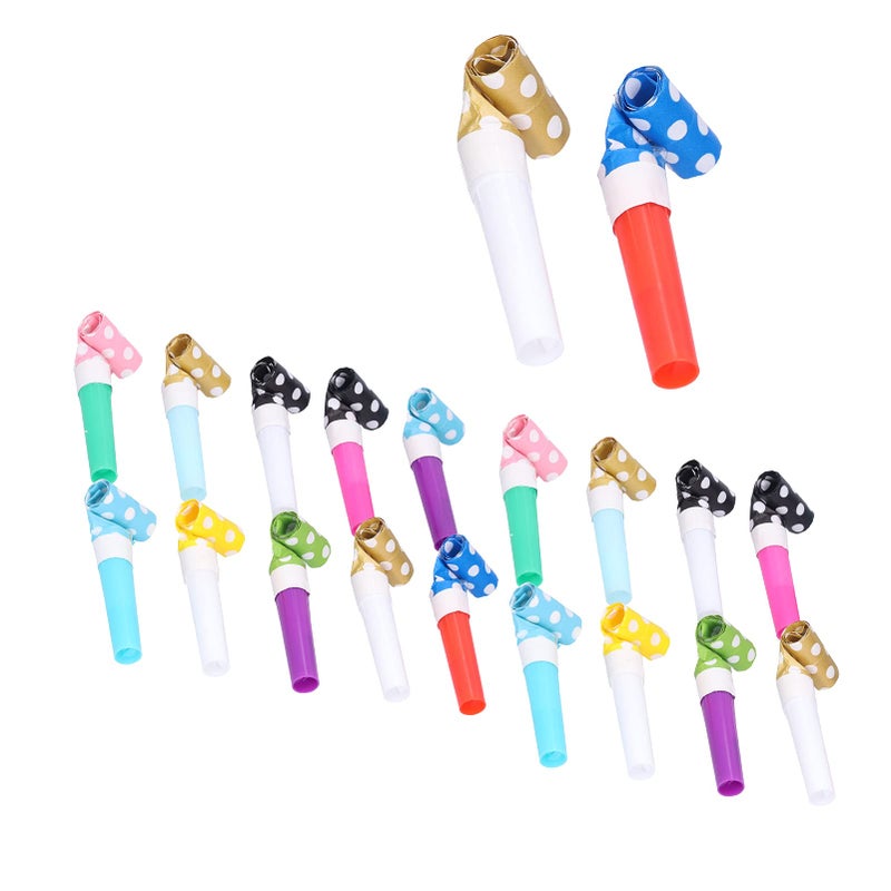 Colorful Paper Plastic Party Blowers Noise Makers For Kids Birthday Celebrations 20 Pack - Image 2