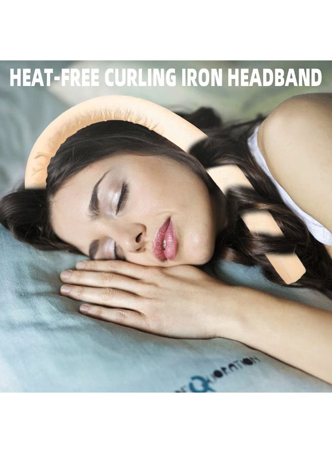 4 Piece Heatless Curling Rod Headband No Heat Silk Ribbon Curling Rod Hair Roller Curls with Hair Claw Clip Lazy Natural Soft Wave DIY Hair Rollers Styling Tool for Sleep in Overnight (Gold) - Image 3