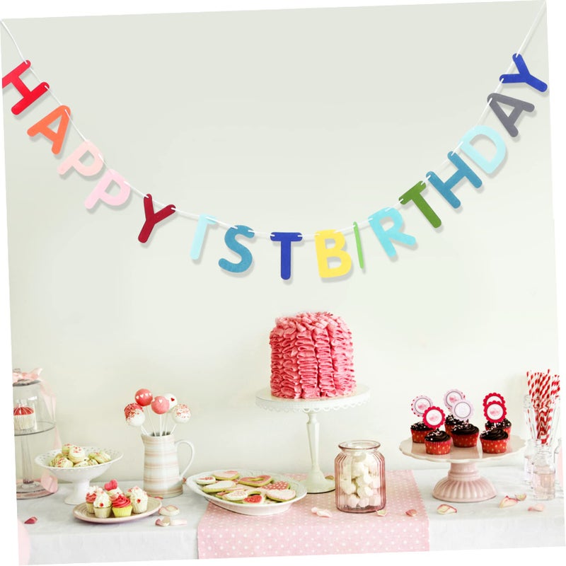 First Birthday Felt Bunting Banner Party Decoration Photo Booth Backdrop - Image 3