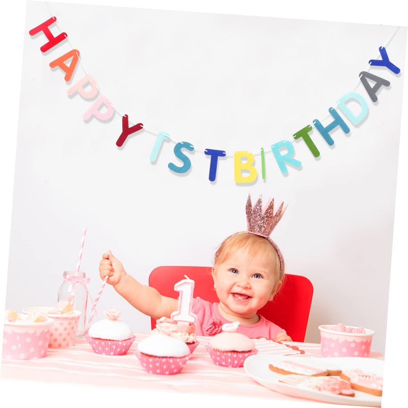 First Birthday Felt Bunting Banner Party Decoration Photo Booth Backdrop - Image 5