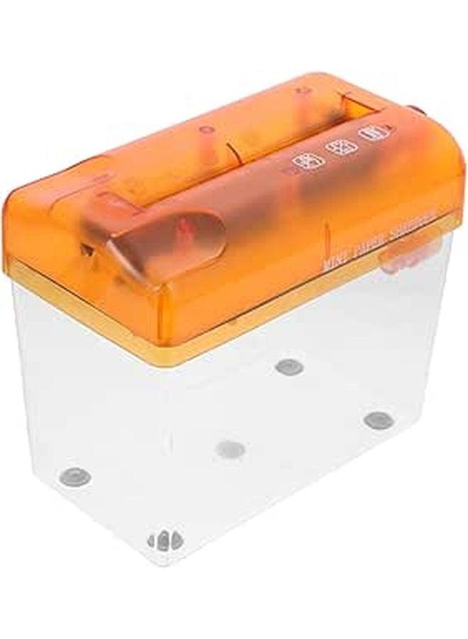 Orange Mini Manual Paper Shredder A6 Portable Handheld Document Cutter For Office Home Use - Image 1