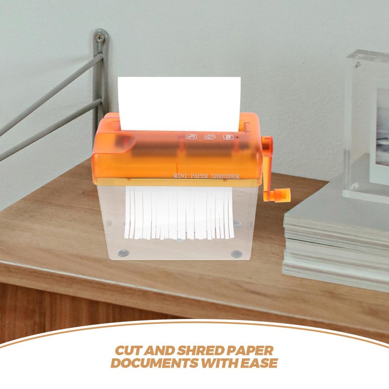 Orange Mini Manual Paper Shredder A6 Portable Handheld Document Cutter For Office Home Use - Image 4