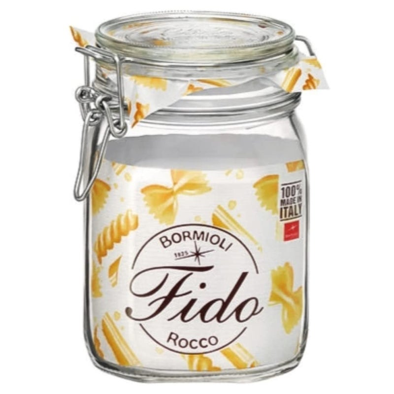 Bormioli Rocco Fido 2 Pack 3375 Oz Food Storage Glass Jars Airtight Rubber Seal  Glass Lid with Stainless Wire Clamp Mason Jar Made in Italy
