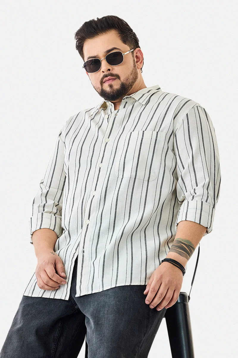 SNITCH Linen Blend Stripes Plus Size Shirt