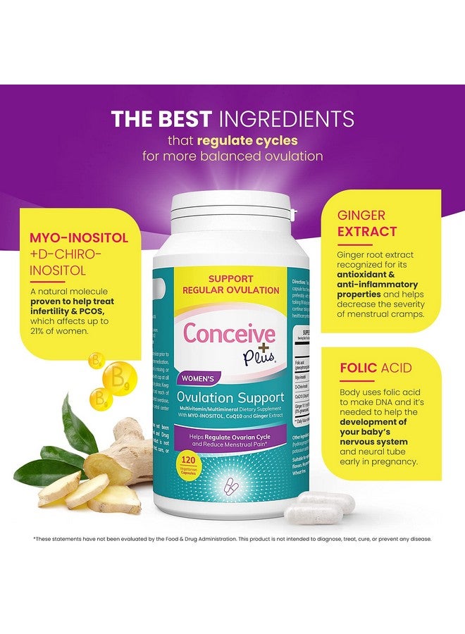 Ovulation Myoinositol & Dchiro Inositol Supplement Regulate Cycles Pcos Vitamins 120 Caps 30 Days Supply