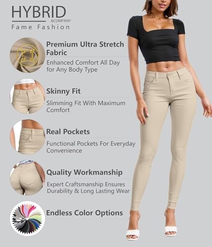 Hybrid & Company Womens Hyper Ultra Stretch Comfy Skinny Leg Work Casual Pants P44876SKX Stone 3X - Image 2