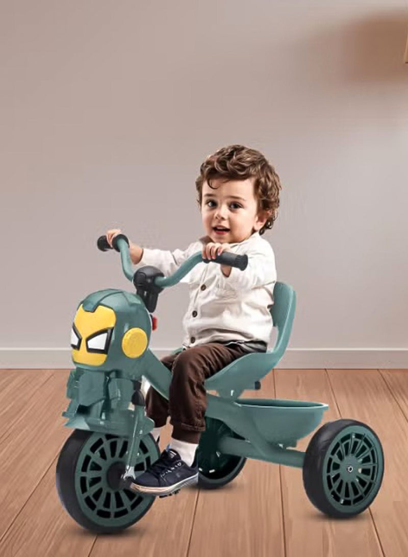 MarkedOne Kids Tricycle - Toddler Tricycle with Footrest for 3+ Years Old - Tricycle for Kids - Smart Plug and Play Kids Tricycle with Music, Light, High backrest & Rear Storage Baskets - Kids Trikes (Green) - Image 5