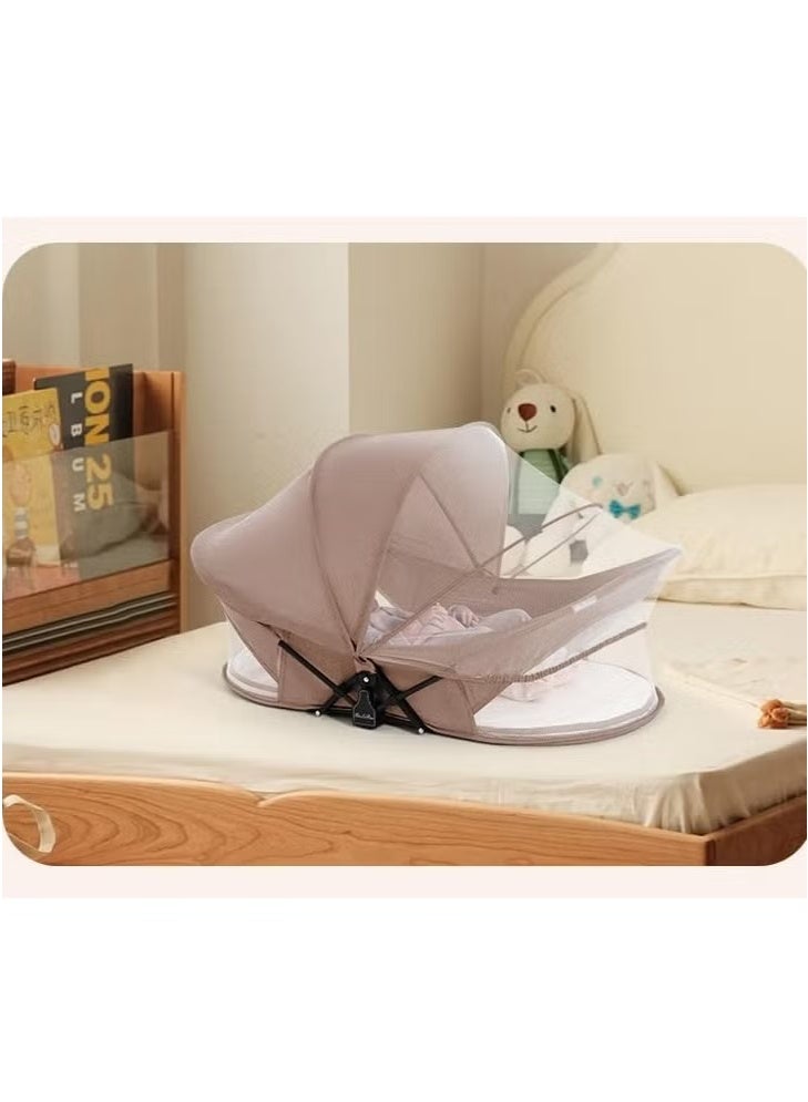 والالا سرير أطفال محمول، سرير سفر قابل للطي لحديثي الولادة، سرير نوم متنقل للأطفال الرضع مع وسادة حفاضات وناموسية ومظلة وحقيبة تخزين - Image 2