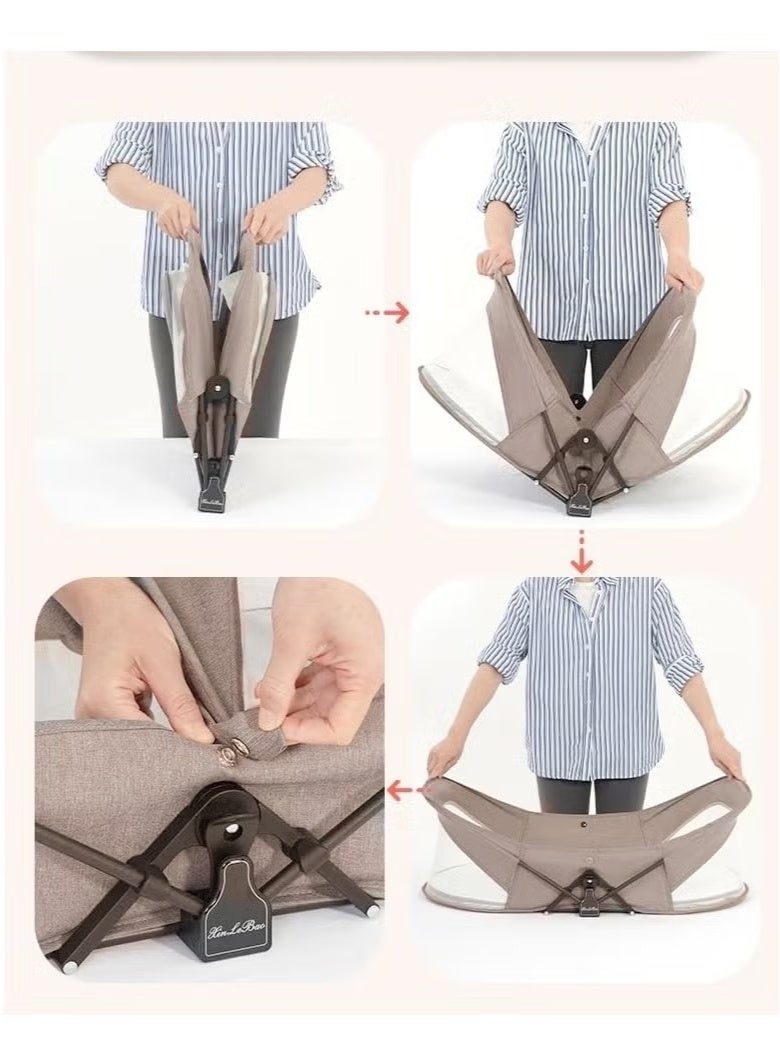 والالا سرير أطفال محمول، سرير سفر قابل للطي لحديثي الولادة، سرير نوم متنقل للأطفال الرضع مع وسادة حفاضات وناموسية ومظلة وحقيبة تخزين - Image 4