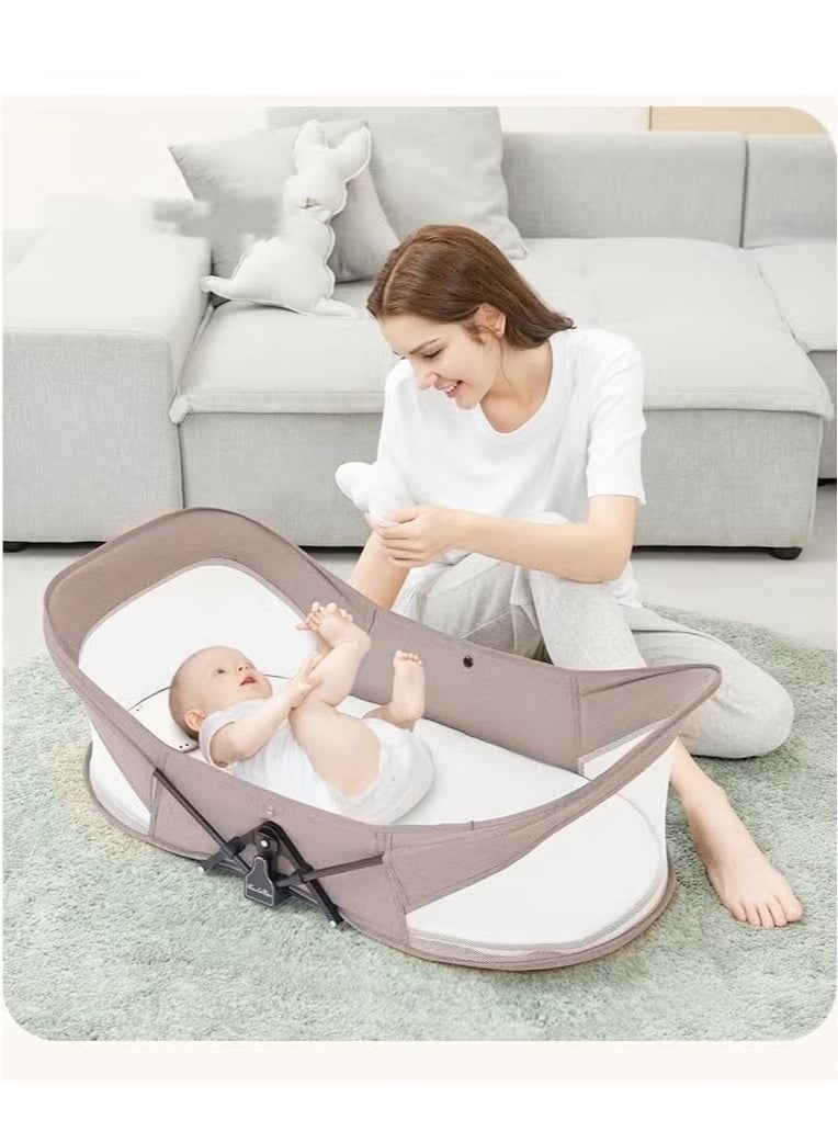 والالا سرير أطفال محمول، سرير سفر قابل للطي لحديثي الولادة، سرير نوم متنقل للأطفال الرضع مع وسادة حفاضات وناموسية ومظلة وحقيبة تخزين - Image 3