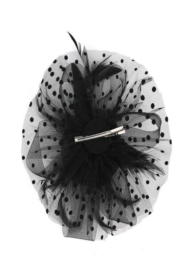 Plenteous طوق رأس مزين بالزهور لحفلات الزفاف، مناسب لحفلات الكوكتيل والشاي، ربطات شعر أنيقة للنساء، طوق شعر أنيق مزين بالزهور، قطعة واحدة باللون الأسود - Image 2