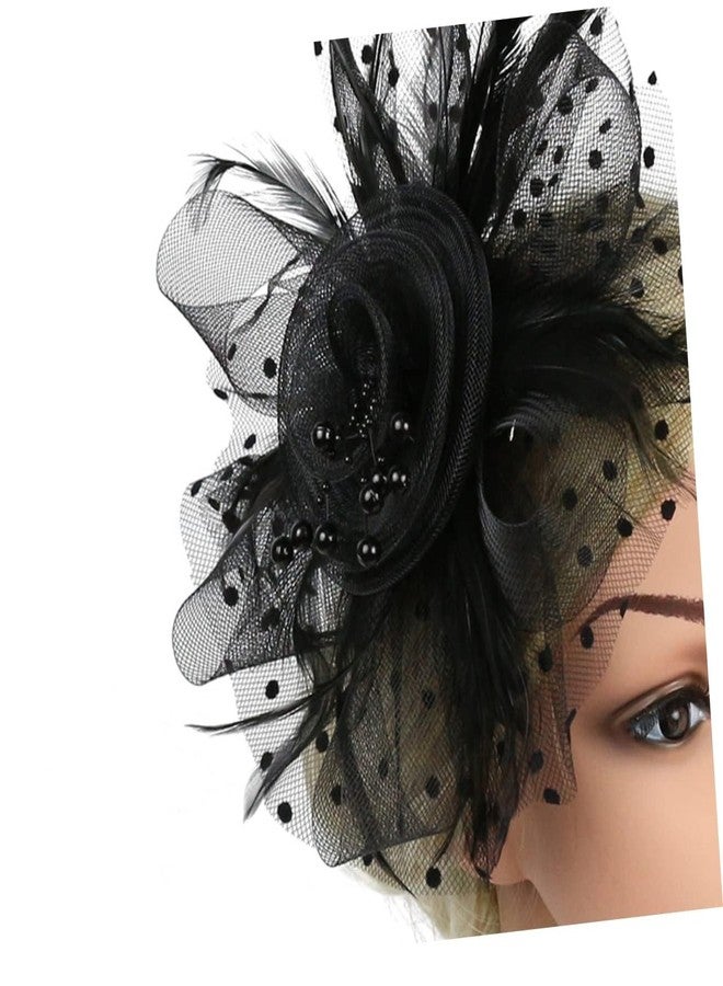 Plenteous طوق رأس مزين بالزهور لحفلات الزفاف، مناسب لحفلات الكوكتيل والشاي، ربطات شعر أنيقة للنساء، طوق شعر أنيق مزين بالزهور، قطعة واحدة باللون الأسود - Image 4