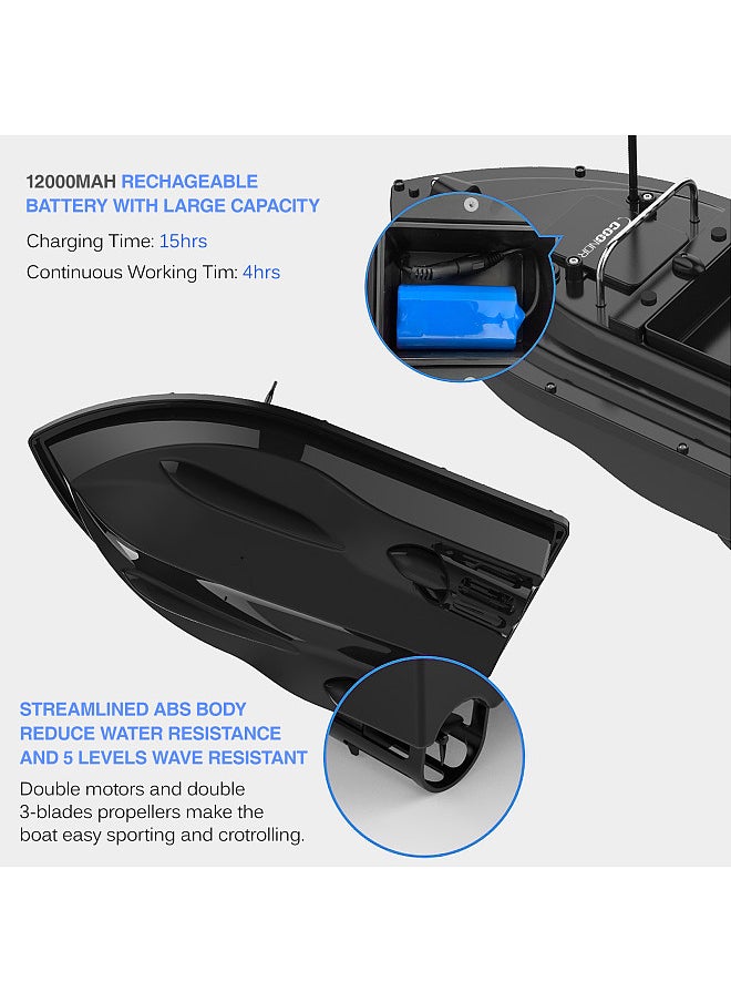 GPS Fishing Bait Boat with Large Bait Container Automatic Bait Boat with 400-500M Remote Range