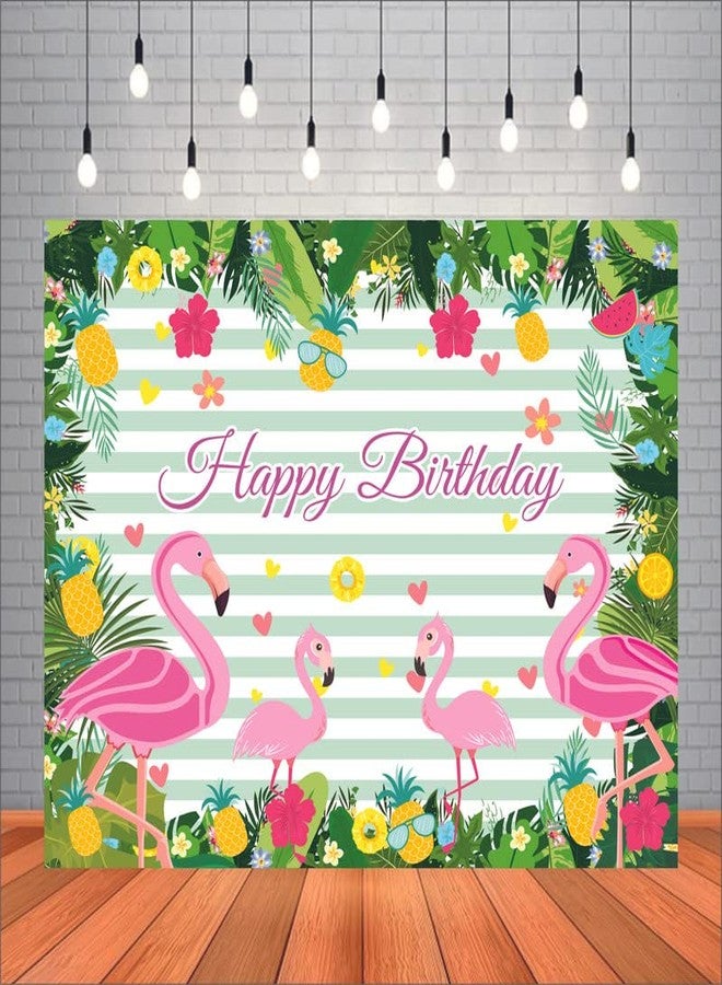Party Baazaar Flamingo Happy Birthday Backdrop Banner Birthday Party Decoration Party Supplies for Kids Theme Party (Pack Of 1, Multicolor, Size: 5X4 Feet) - Image 1