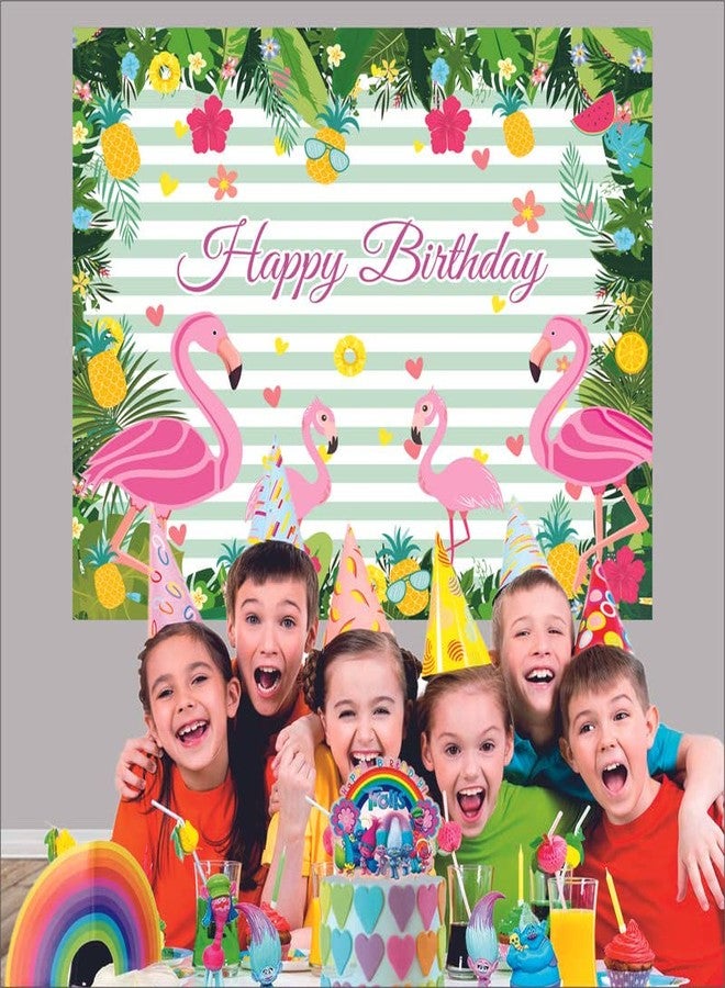 Party Baazaar Flamingo Happy Birthday Backdrop Banner Birthday Party Decoration Party Supplies for Kids Theme Party (Pack Of 1, Multicolor, Size: 5X4 Feet) - Image 3