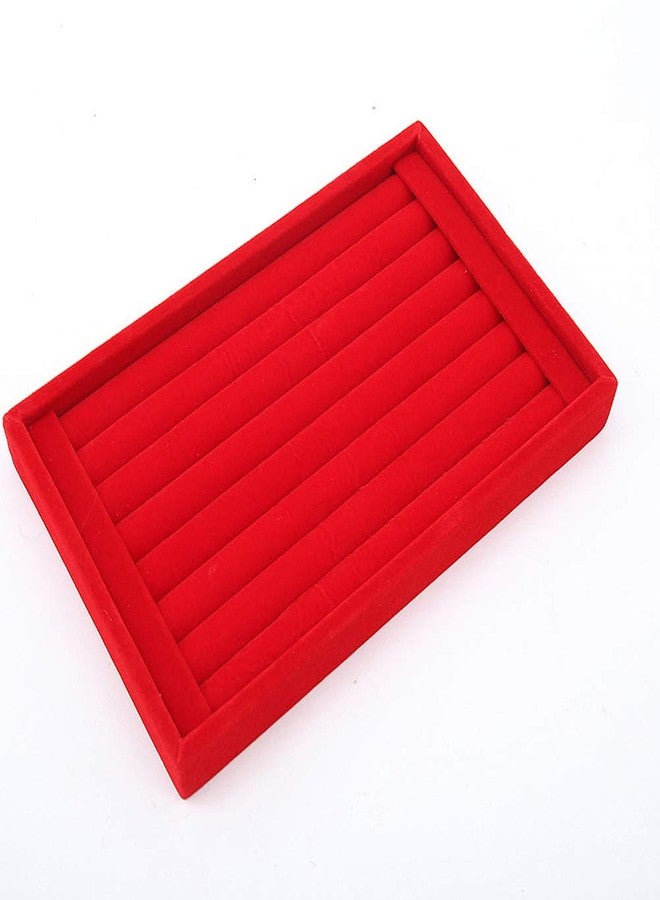 Magik 1-2 Pc Velvet Jewelry Ring Display Organizer Tray Holder Earring Storage Box Case 8.86 * 5.7 * 1.2inch (2, Red) - Image 2