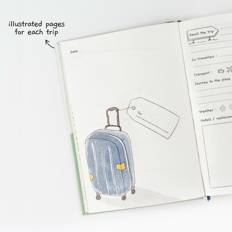 The Journal Lab My Travelogue Travel Journal Scrapbook for Adults & Kids; Travel Diary with Pockets, Space for Fun Prompts, Travel Memories; Best for Travel Gifts, 176 pages Forest Green - Image 2