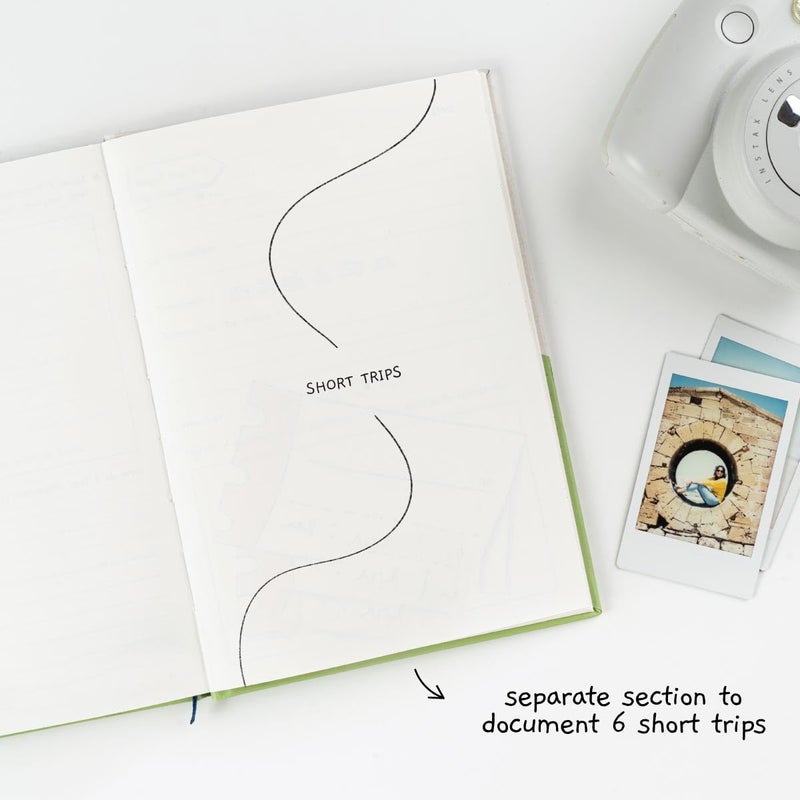 The Journal Lab My Travelogue Travel Journal Scrapbook for Adults & Kids; Travel Diary with Pockets, Space for Fun Prompts, Travel Memories; Best for Travel Gifts, 176 pages Forest Green - Image 3