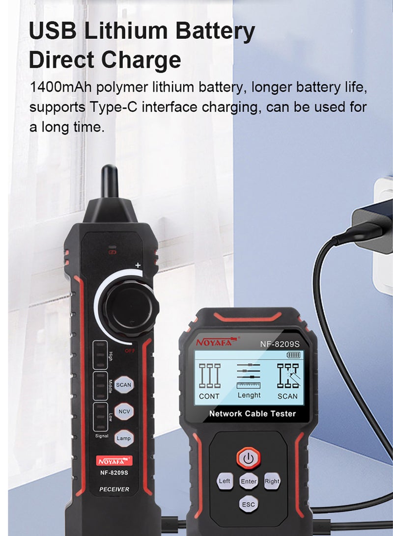 NOYAFA NF-8209S POE Wire Checker LCD Display Measure Length LAN Cable Cat5 Cat6 LAN Test Network Tool Scan Cable Wiremap Tester - Image 4