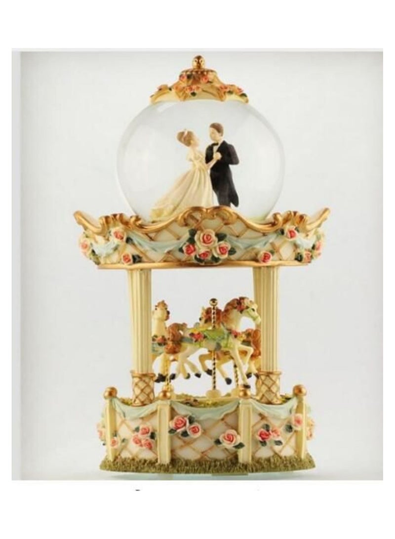 BLAZE Music Box Color Changing LED Light Musical Cake Carousel Horses Snow  - Image 5