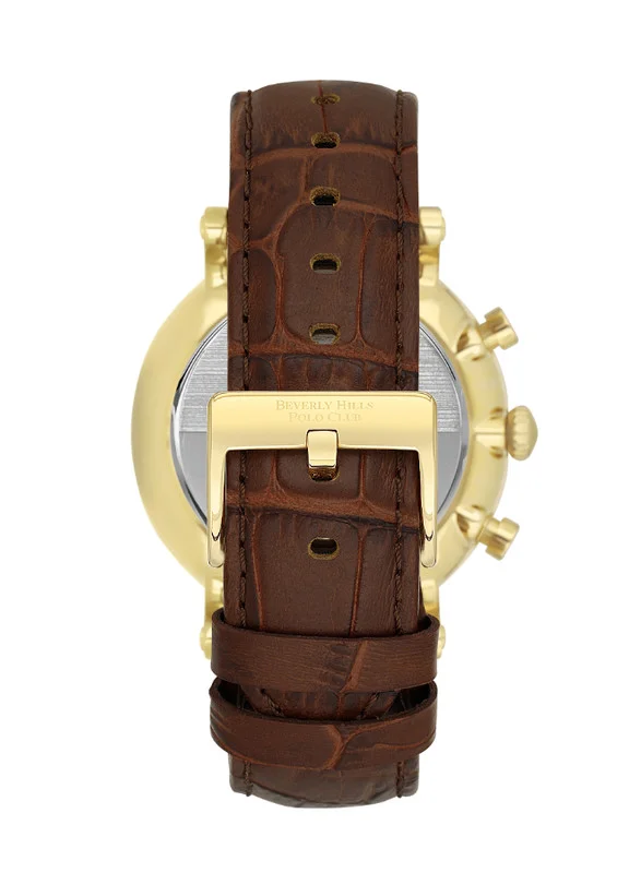 BEVERLY HILLS POLO CLUB Beverly Hills Polo Club BP3548X.132 Men Multi Function Display Watch & Leather Strap Brown