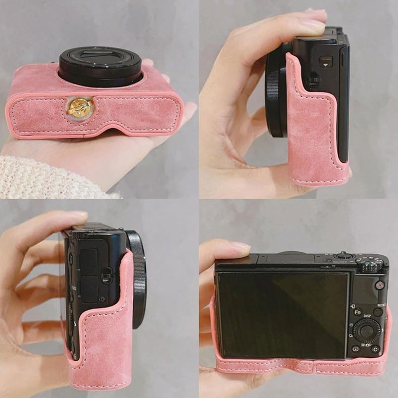 Black Protective Leather Half Camera Case Sleeve Bag Scratches Proof for Daily Use - Image 3