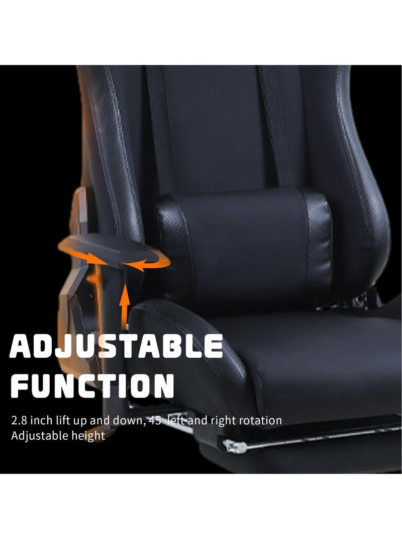 Generic Gaming Chair Game Chairs for Adults Ergonomic Design Backrest Seat Adjustable Lifting Swivel Task Chair Seat Back Tilts 180°adjustable Armrests For Computer Games Office With Legrest(Upgrade Black)  - Image 3