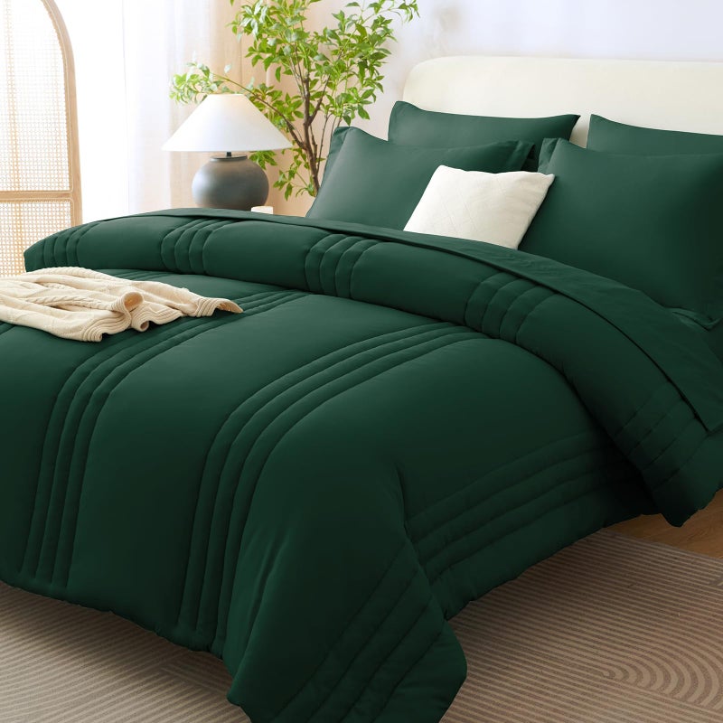 CozyLux Full Size Comforter Sets - 7 Pieces Bed in a Bag Emerald Green Comforters Full Size Bed Set, Soft Bedding Set with All Seasons Comforter, Sheets, Pillowcases & Shams - Image 1