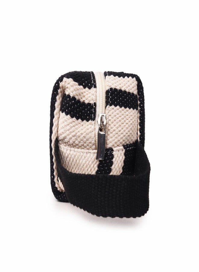 ASTRID Set of 4 Textured Cotton Travel Pouch for Girls with Wristlet (Black) - Image 4