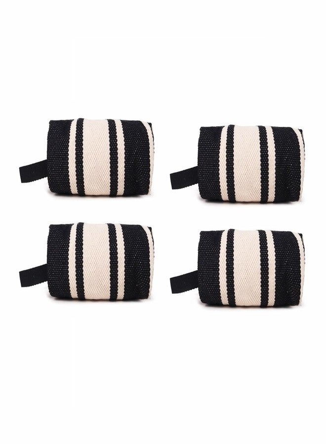 ASTRID Set of 4 Textured Cotton Travel Pouch for Girls with Wristlet (Black) - Image 1