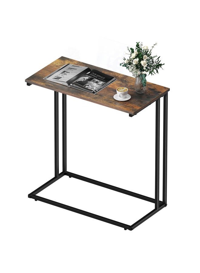 CAMOAT C-Shaped Side Table, Modern End Table with Metal Frame, Space Saving Design for Living Room，Large Surface Couch Table for Bedroom, and Home Office，24 x 12 x 24 inches (Brown) - Image 1
