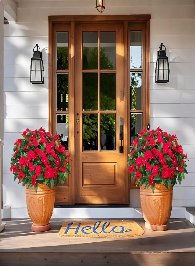 Besteek 5 Pcs Artificial Flowers for Outdoors Silk Impatiens Flowers Bouquet Decorations Fake Faux Plants UV Resistant for Spring Summer Garden Patio Porch Window Box Balcony Planters Home, Red - Image 4