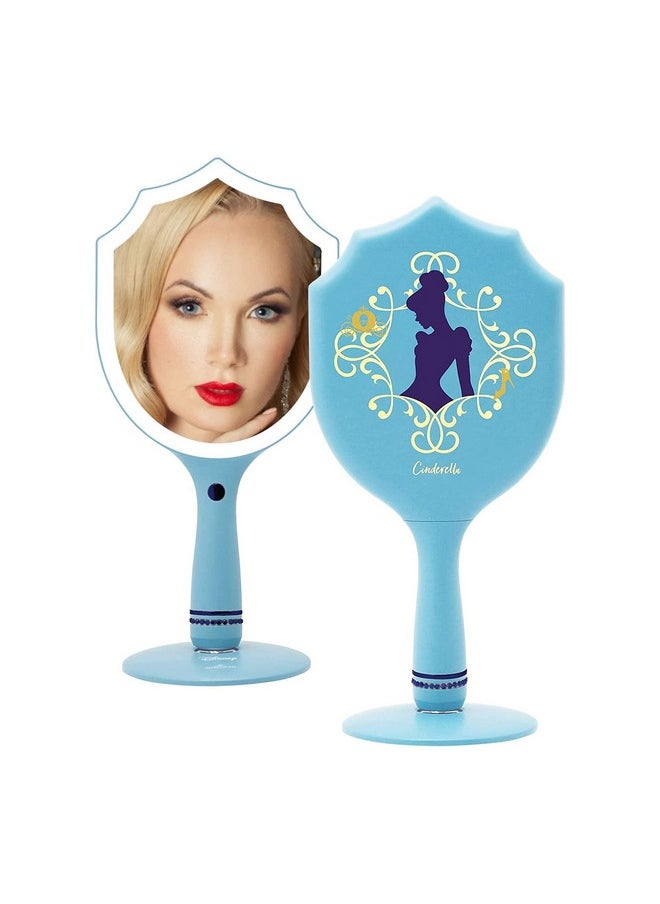 IMPRESSIONS VANITY · COMPANY - Impressions Vanity Handheld Lighted Makeup Mirror Disney Princess Cinderella Led Hand Mirror With Standing Base Makeup Vanity Mirrors With Shimmering Button And 3 Color Modes. - Image 1