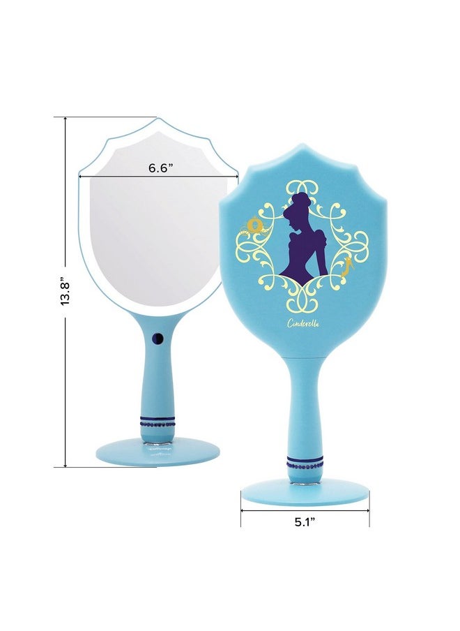 IMPRESSIONS VANITY · COMPANY - Impressions Vanity Handheld Lighted Makeup Mirror Disney Princess Cinderella Led Hand Mirror With Standing Base Makeup Vanity Mirrors With Shimmering Button And 3 Color Modes. - Image 1