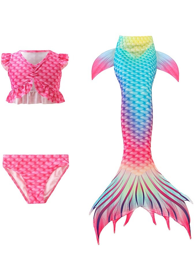 VUCATIN Mermaid Princess Dress up Girls Mermaid Dress Mermaid Swimsuit Girls Party Cosplay Princess Birthday Dress Kids Costume Cosplay Mermaid Skirt Accessorized Wreath Necklace Earrings and Bracelet (GB72) - Image 5