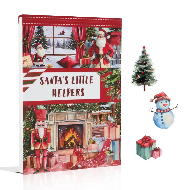 Dwpetzo Christmas Santas Little Helpers Journaling Stickers for Junk Journals Supplies PreCut Xmas Holiday Sticker Book for Card Making Planner Bujo Scrapbooking Collage