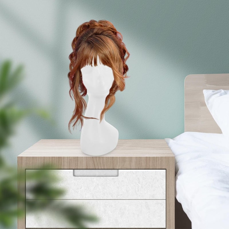 Women Mannequin Head Model for Wigs Hats Scarves Display Sturdy Female Figure with Shoulder Multipurpose Abstract Plastic Head for Accessories Showcase White - Image 2
