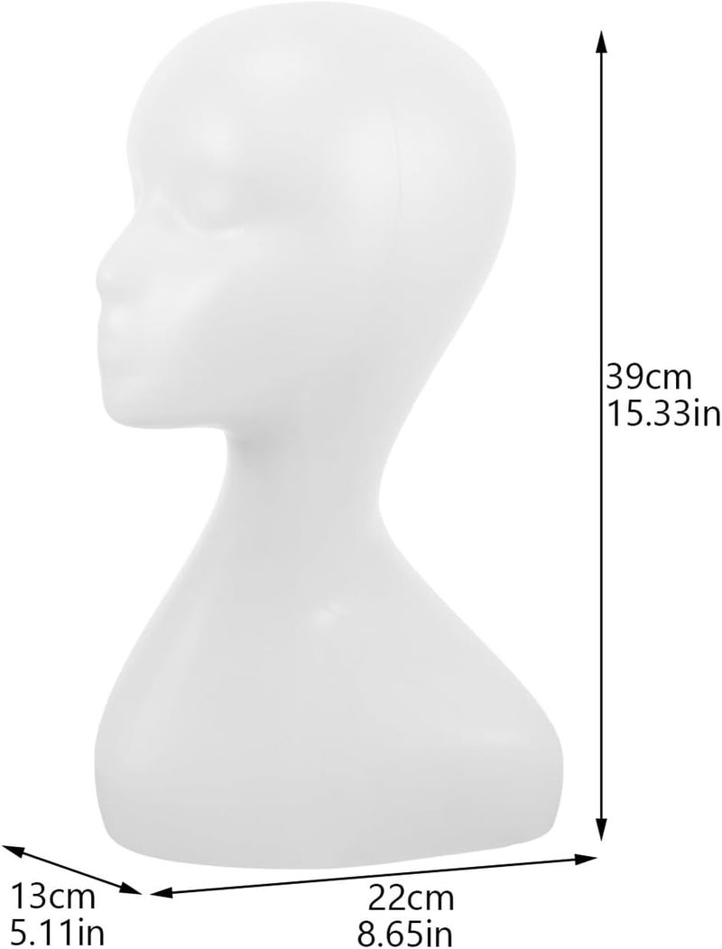 Women Mannequin Head Model for Wigs Hats Scarves Display Sturdy Female Figure with Shoulder Multipurpose Abstract Plastic Head for Accessories Showcase White - Image 1
