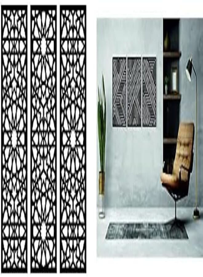 Home Gallery Bundle Home gallery arabesque wooden wall art 3 panels 80x80 cm + Mid century geometric wood wall art, set of 3 modern panel 80x50