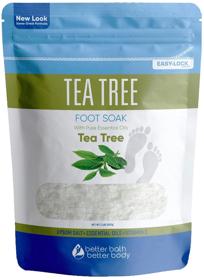 Better Bath Better Body Tea Tree Foot Soak 32 Ounces Epsom Salt With Natural Tea Tree Lavender And Eucalyptus Essential Oils Plus Vitamin C In Bpa Free Pouch With Easy Presslock Seal  - Image 1
