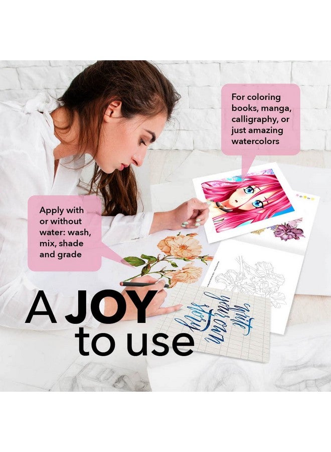 Castle Art Supplies Watercolor Brush Pens Set | 24 Lively Colors, With Flexible Nylon Tips | For Adult Coloring,Painting, Lettering - Artists And Beginners | Travel Case With Extra Water Brush Pen - Image 4