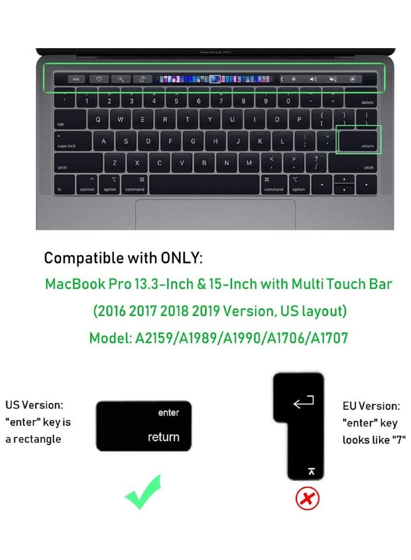 AMM Ultra Thin Arabic English Silicone Keyboard Protector Cover Skin for Apple MacBook Pro with Touch Bar 13" 15" Model A1706/A1707/A1989/A1990/A2159 Release 2016/2017/2018/2019 US Layout Black - Image 2