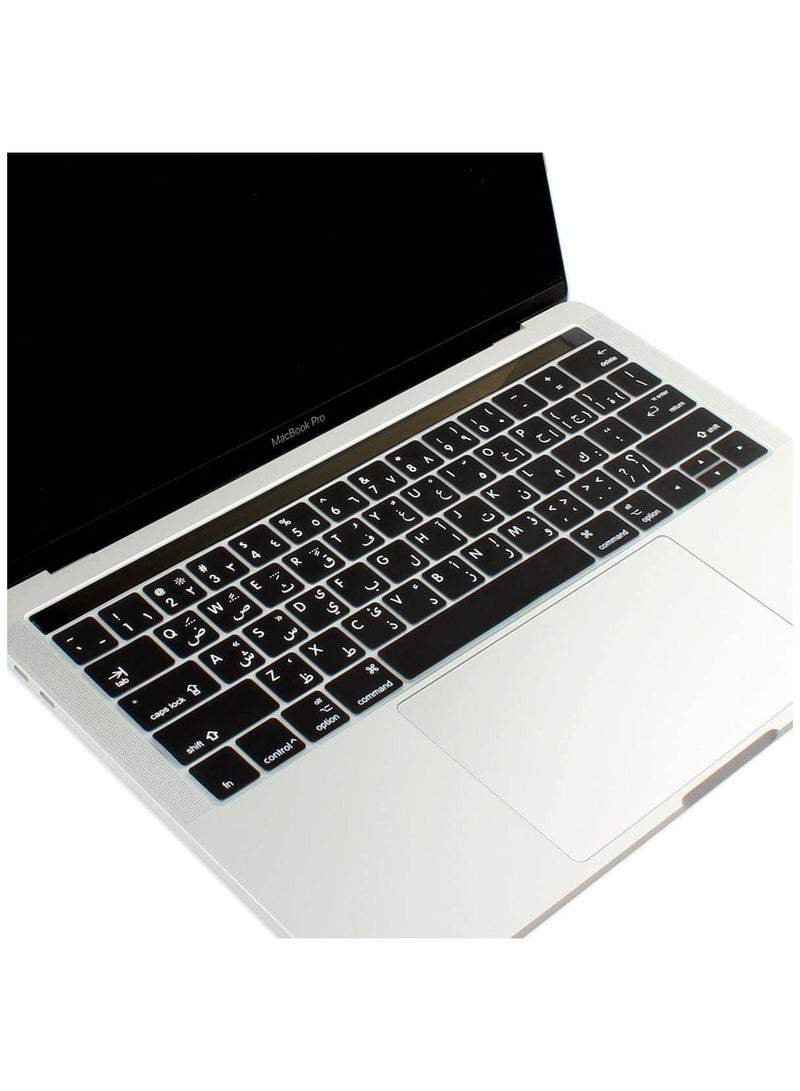 AMM Ultra Thin Arabic English Silicone Keyboard Protector Cover Skin for Apple MacBook Pro with Touch Bar 13" 15" Model A1706/A1707/A1989/A1990/A2159 Release 2016/2017/2018/2019 US Layout Black - Image 3
