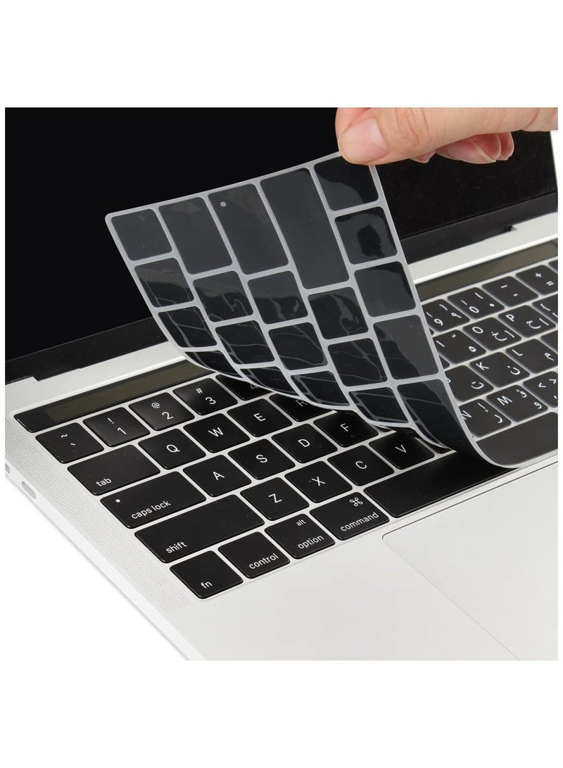AMM Ultra Thin Arabic English Silicone Keyboard Protector Cover Skin for Apple MacBook Pro with Touch Bar 13" 15" Model A1706/A1707/A1989/A1990/A2159 Release 2016/2017/2018/2019 US Layout Black - Image 5