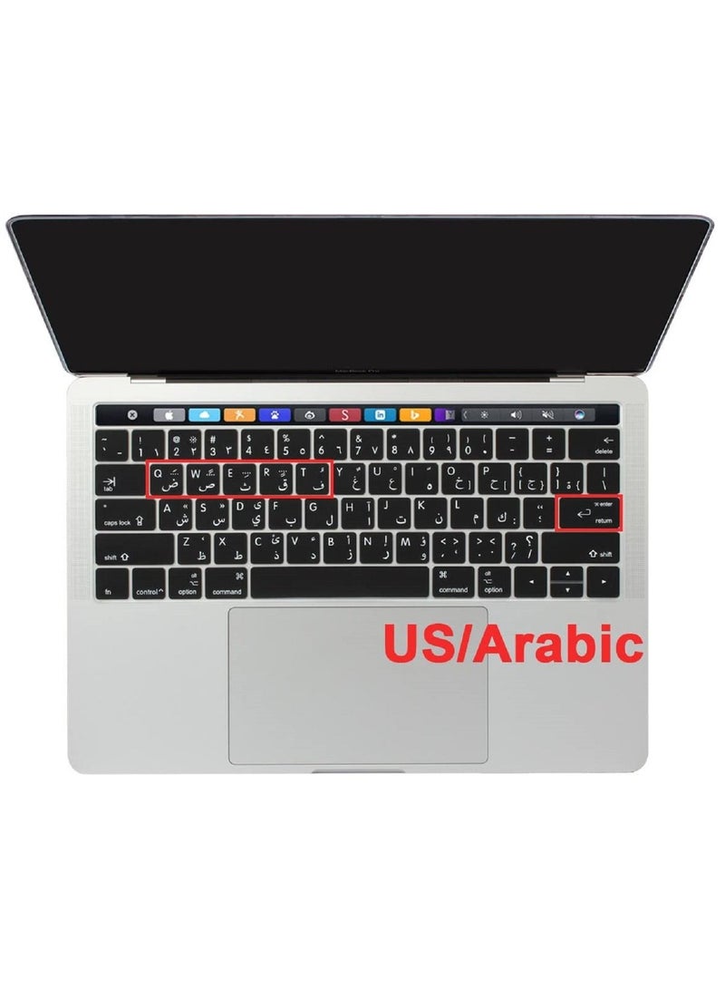 AMM Ultra Thin Arabic English Silicone Keyboard Protector Cover Skin for Apple MacBook Pro with Touch Bar 13" 15" Model A1706/A1707/A1989/A1990/A2159 Release 2016/2017/2018/2019 US Layout Black - Image 4